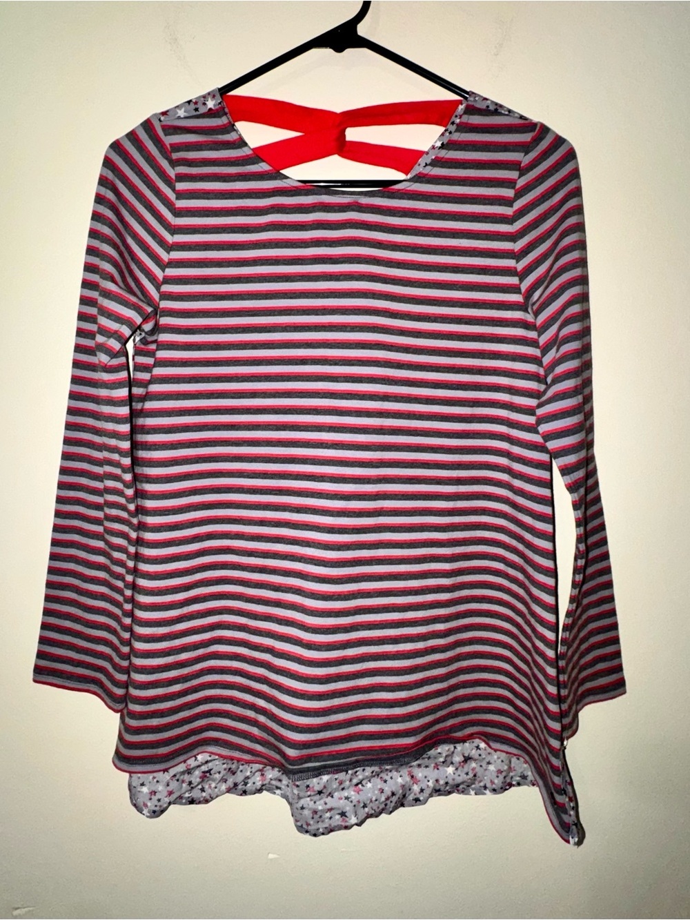 NWT Matilda Jane Land Among the Stars Gray Star and Striped Print Top
